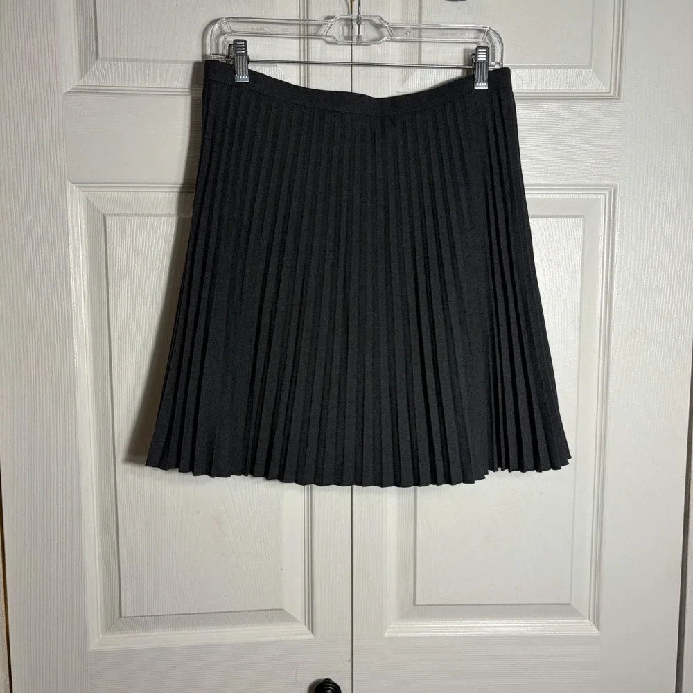 Loft Outlet Accordion Knife Pleated Mini Skirt Women 6 Charcoal Gray Schoolgirl